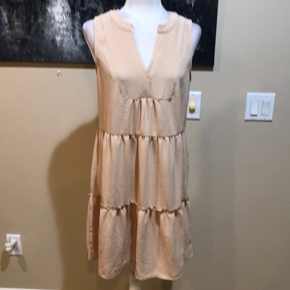 Lucky Brand Pullover Tiered Ruffle Sleeveless V-Neck Dress-Size M